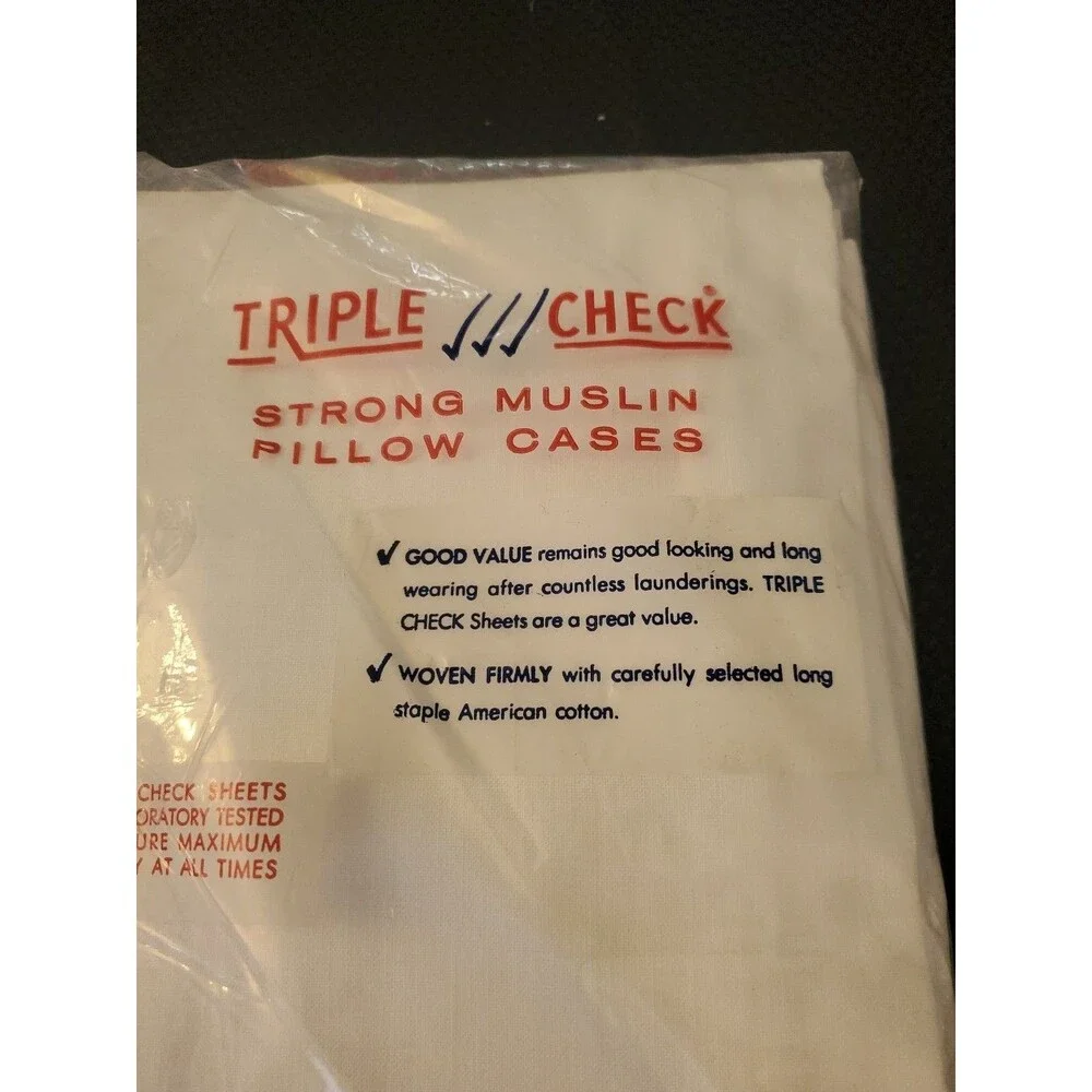 Vtg Sets Triple Check Muslin Pillow cases New Original Packaging 42